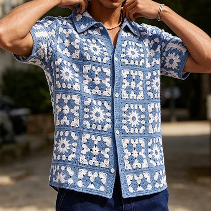 Floral Crochet Knit Shirt