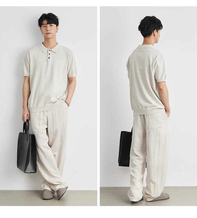 Woven Lapel Polo Shirt