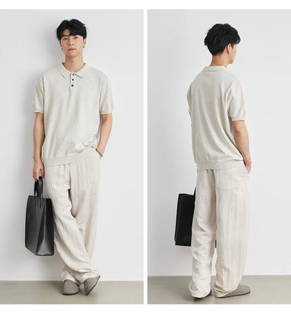 Woven Lapel Polo Shirt