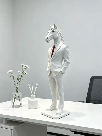 Suited Horse Resin Sculpture