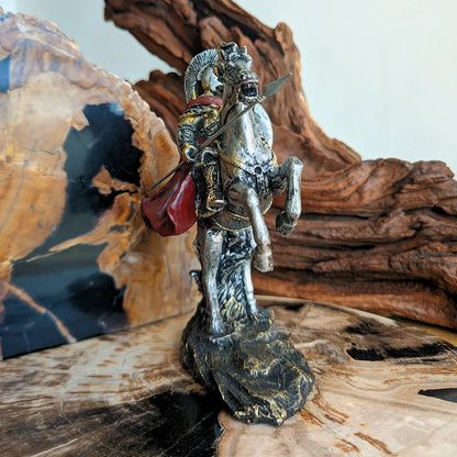 The Spartan Charge - Warrior on Rearing Horse with Spear and Shield