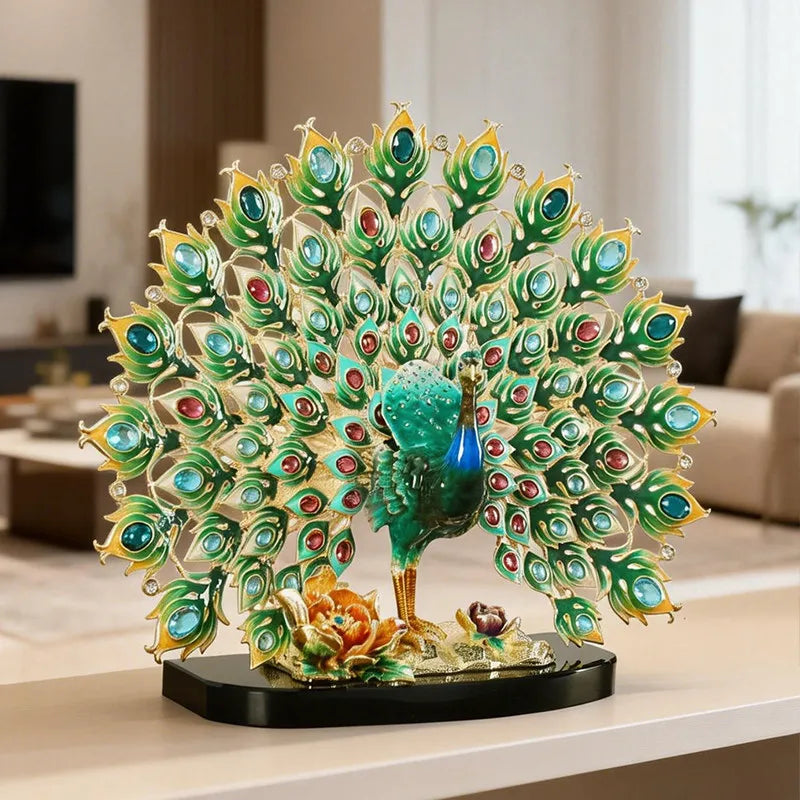 Enamel Peacock Figurine