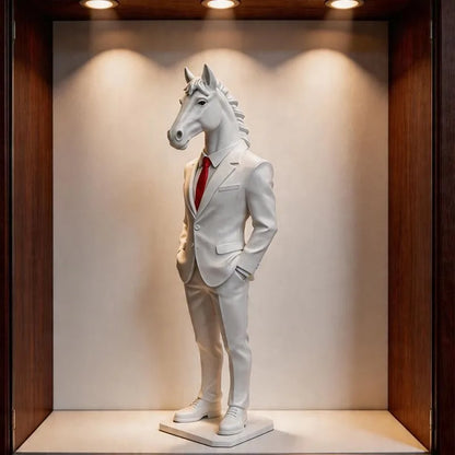 Suited Horse Resin Sculpture