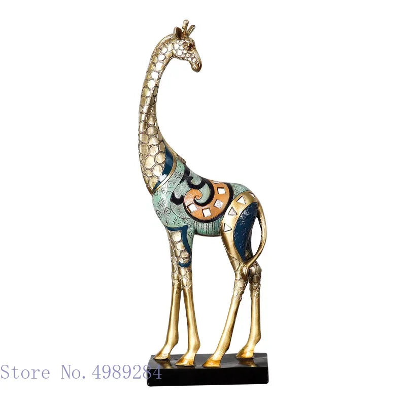 The Bond - Mother &amp; Child Giraffe Sculpture in Gold-Finished Resin