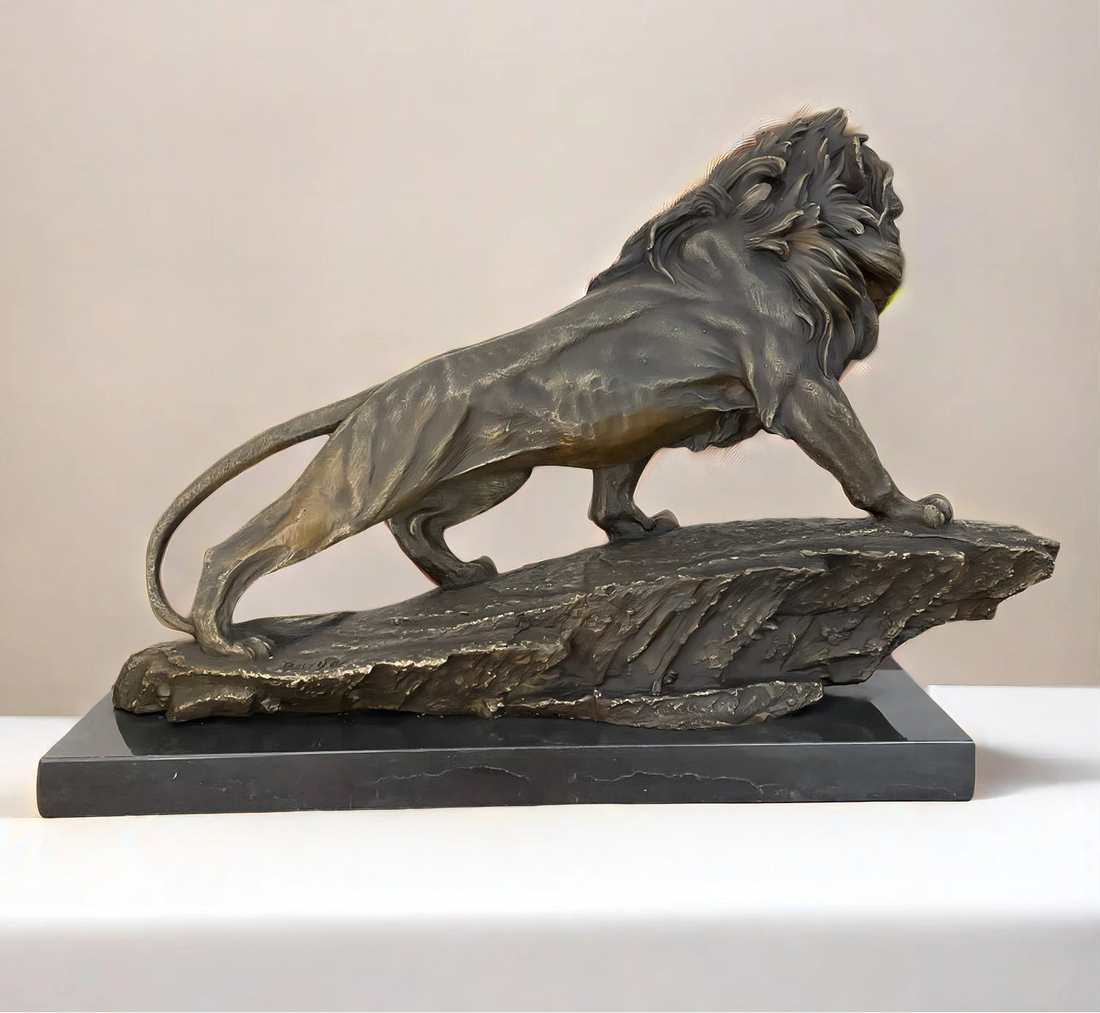 The Majesty - Bronze Lion Sculpture on Marble Base