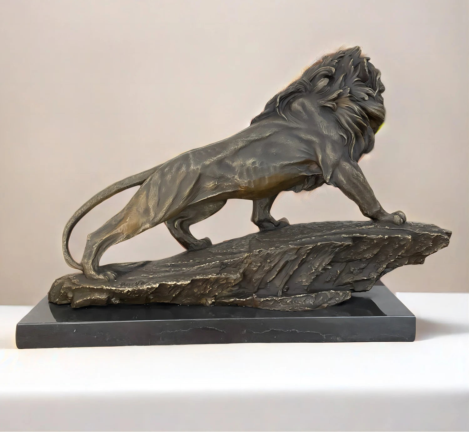 The Majesty - Bronze Lion Sculpture on Marble Base