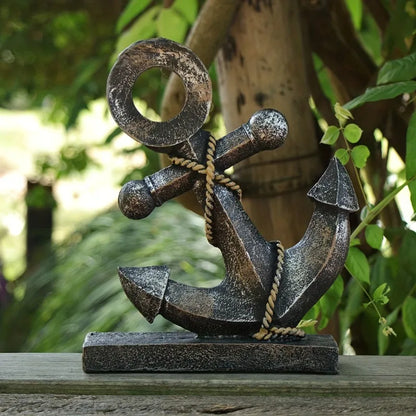 Distressed Anchor Resin Sculpture