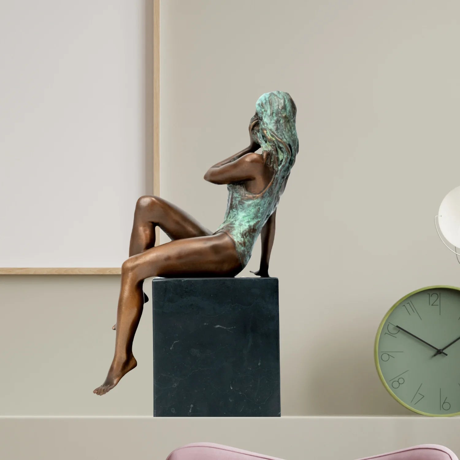 CONTEMPLATIVE FIGURE | Bronze on Marble