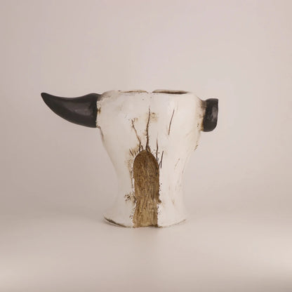 Bull Skull Resin Planter
