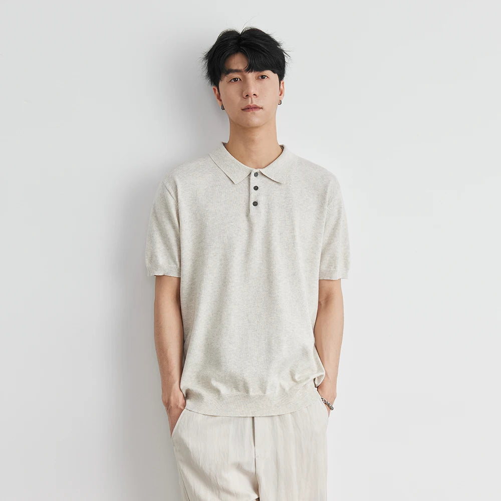 Woven Lapel Polo Shirt