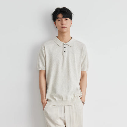 Woven Lapel Polo Shirt