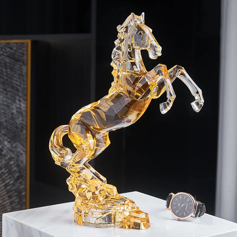 Faceted Acrylic Rearing Horse Sculpture