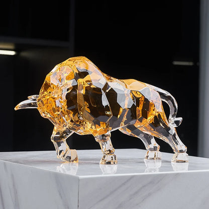 FACETED CRYSTAL BULL SCULPTURE
