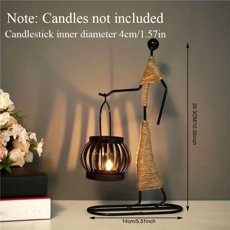 Abstract Figure Iron Candle Holder