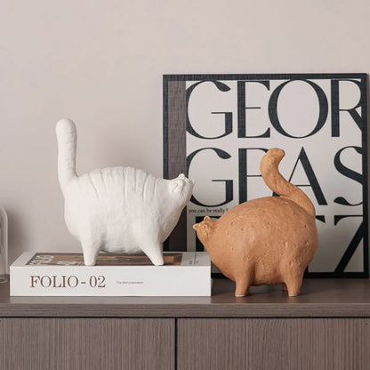 Ceramic Fat Cat Sculpture