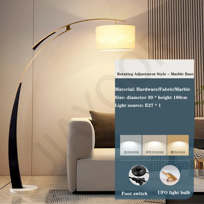 Arc Floor Lamp – Black and Gold Bow