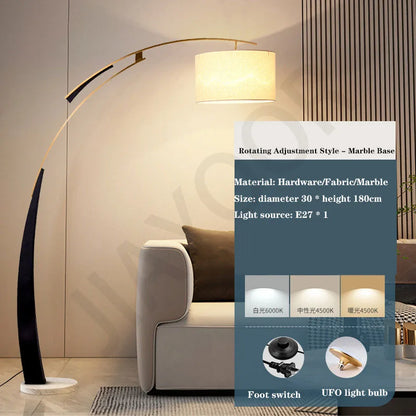 Arc Floor Lamp – Black and Gold Bow
