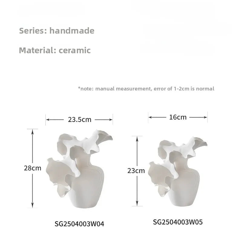 Ruffled Wave Ceramic Vase
