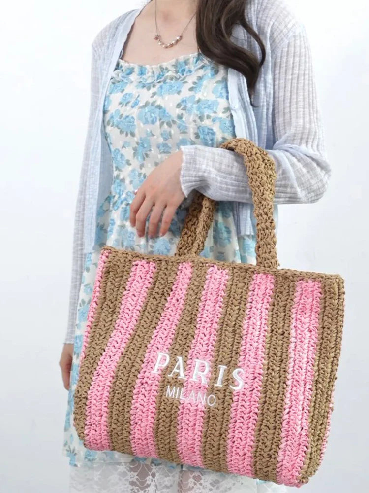 Handwoven Straw Beach Tote