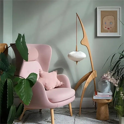 Walnut Wood Japanese-Style Floor Lamp