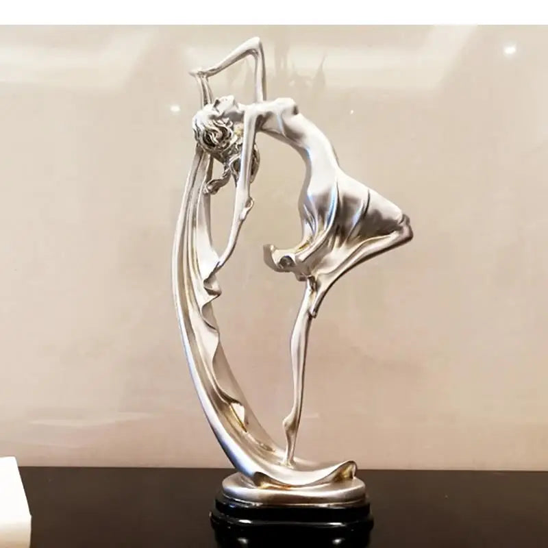 Graceful Silhouette - Gold & Silver Dancer Sculpture