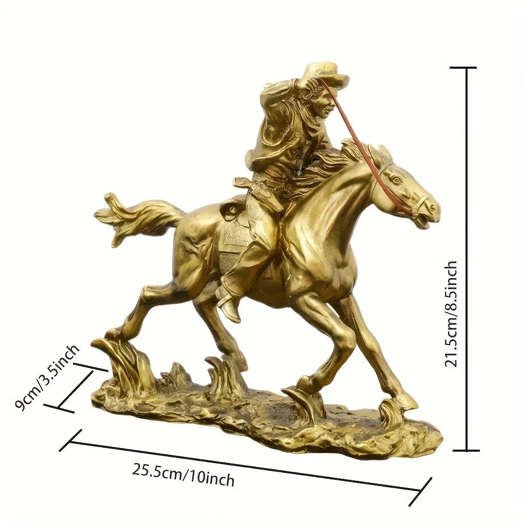 Resin Cowboy Horseman Statue