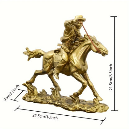 Resin Cowboy Horseman Statue