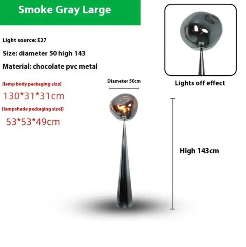 The Vulcan - Organic Form Floor Lamp with Smoke Gray Shade