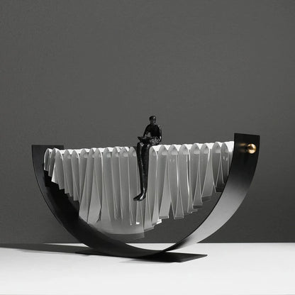 Abstract Figure on Arc Metal Sculpture