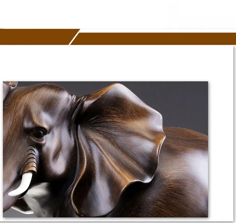 The Majestic Presence - Elephant Sculpture in Wood-Grain Resin