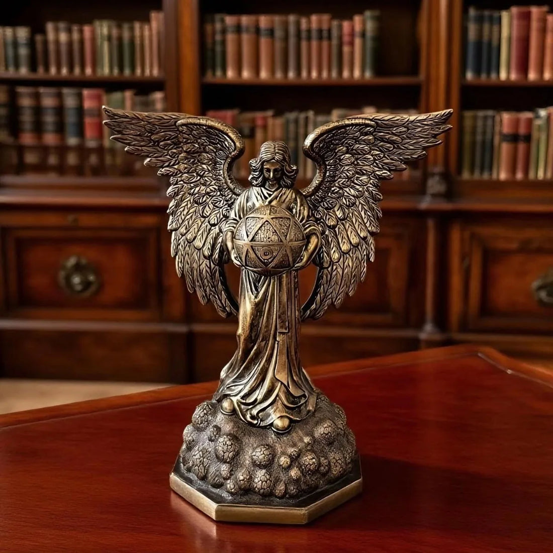 Winged Angel Globe Resin Sculpture