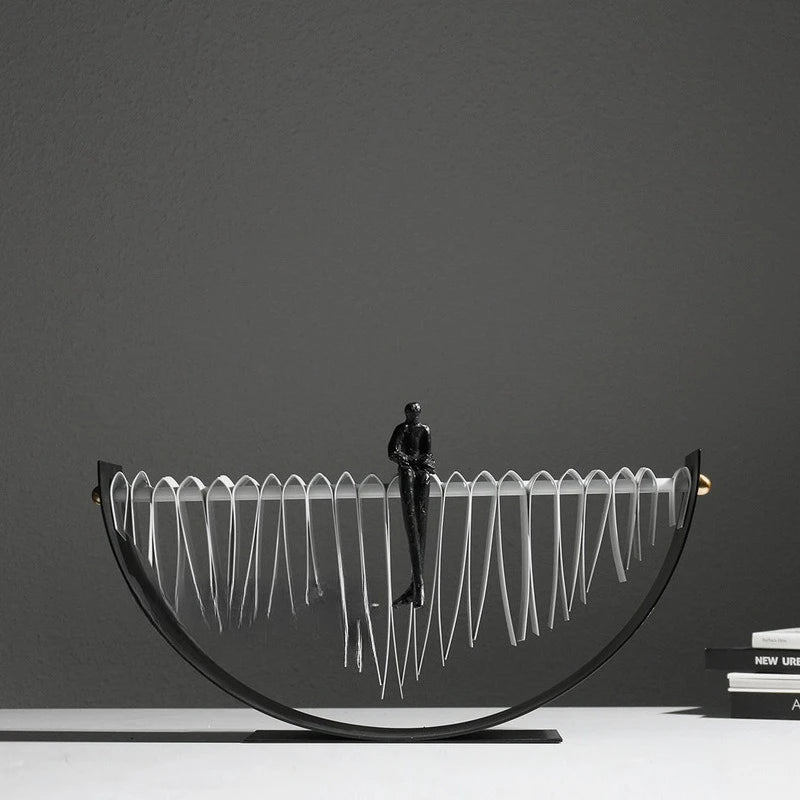 Abstract Figure on Arc Metal Sculpture