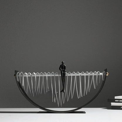 Abstract Figure on Arc Metal Sculpture