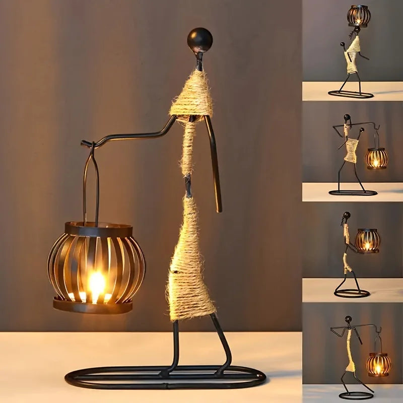 Abstract Figure Iron Candle Holder