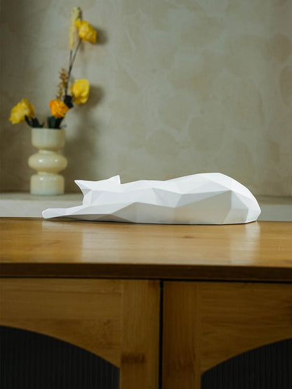 Felidae - Geometric Cat Sculpture in Modern Resin