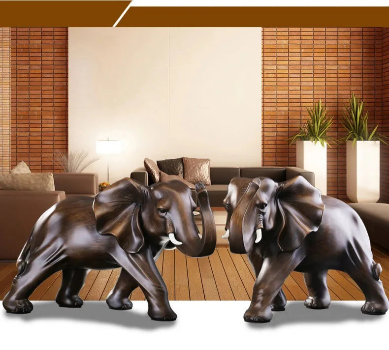 The Majestic Presence - Elephant Sculpture in Wood-Grain Resin