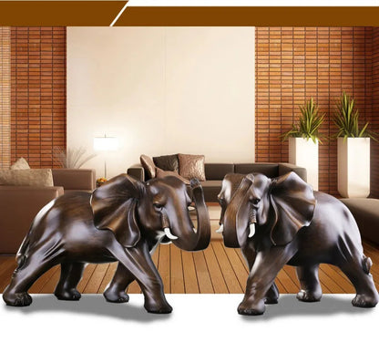 The Majestic Presence - Elephant Sculpture in Wood-Grain Resin
