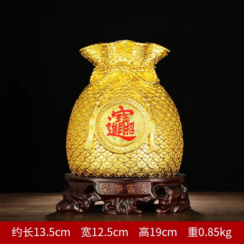 WEALTH VESSEL | Golden Money Bag Sculpture
