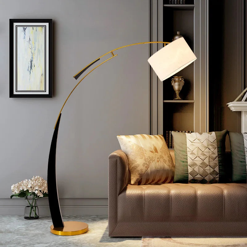 Arc Floor Lamp – Black and Gold Bow