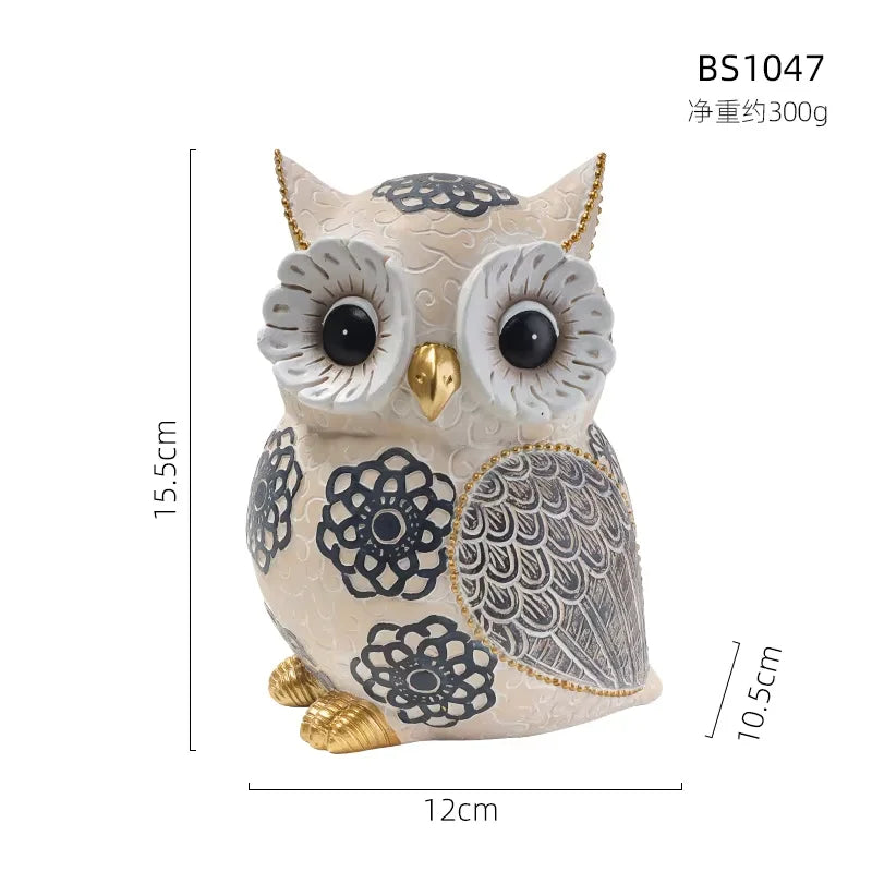 Floral Motif Owl Figurine
