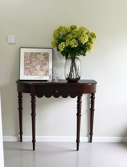 Semicircular Solid Wood Entryway Console Table