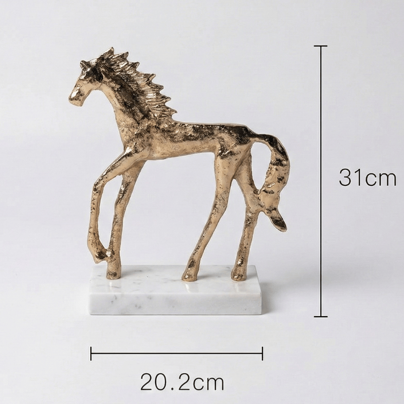 The Dash - Mid-Century Golden Horse Sculpture on Marble Base